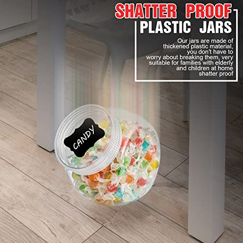 4 Pieces Plastic Candy Jars with Lids 71 oz Clear Cookie Jars Candy Buffet Containers Candy Holder for Candy Buffet Food Snack Storage Canister for Kitchen Counter with Marker and Labels