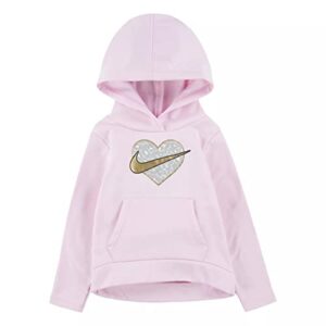 nike toddler girl leopard print fleece high low pullover hoodie (p(26j033-a9y)/g, 3t)