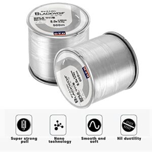 Fishing Line Monofilament Fishing Wire 500M Clear Fishing Lines Nylon 0.8mm Fishing Line for Saltwater & Freshwater Fishing(2-35LB)