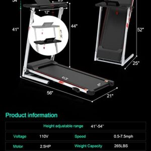 FYC Folding Treadmill for Home - Compact Slim Running Machine Portable Electric Treadmill Foldable Treadmill Workout Exercise for Small Apartment Home Gym Fitness Walking, with Adjustable Table