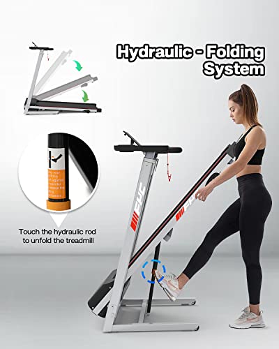 FYC Folding Treadmill for Home - Compact Slim Running Machine Portable Electric Treadmill Foldable Treadmill Workout Exercise for Small Apartment Home Gym Fitness Walking, with Adjustable Table