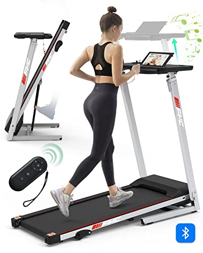 FYC Folding Treadmill for Home - Compact Slim Running Machine Portable Electric Treadmill Foldable Treadmill Workout Exercise for Small Apartment Home Gym Fitness Walking, with Adjustable Table