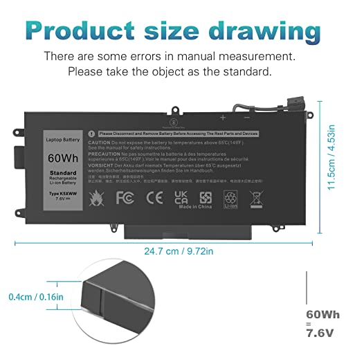 Fancy Buying K5XWW Laptop Battery for Dell Latitude 7389 7390 2-in-1 Latitude 12 5000 5289 2-in-1, fits E5289 L3180 Series P29S001 P29S002 451-BBZC 725KY 71TG4 N18GG 6CYH6 J0PGR CFX97