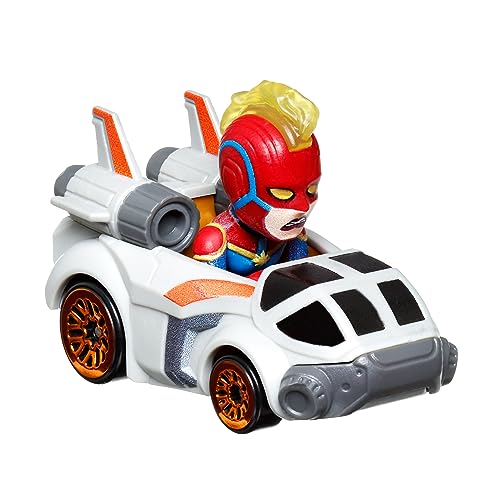 Hot Wheels RacerVerse, Set of 5 Die-Cast Marvel Toy Cars Optimized for Hot Wheels Track Performance with Popular Marvel Characters as Drivers, Gift for Kids & Collectors