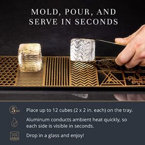 Clear Ice Cube Design Tray - Craft Modern Ice Molds for Bourbon & Cocktails in 5 Seconds - Whiskey Ice Mold Ice Cube Stamp – Bartender Accessories - Clear Ice Cocktails by Ash Harbor (Patterns)