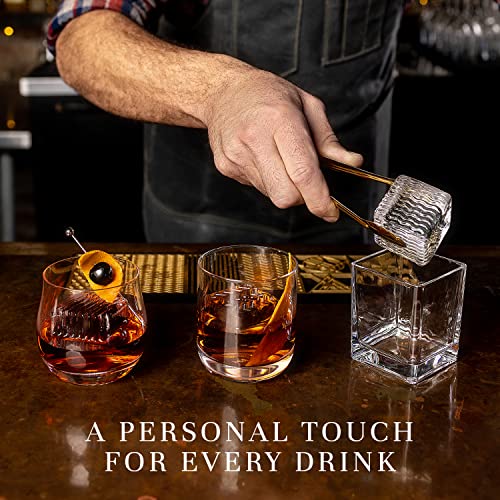 Clear Ice Cube Design Tray - Craft Modern Ice Molds for Bourbon & Cocktails in 5 Seconds - Whiskey Ice Mold Ice Cube Stamp – Bartender Accessories - Clear Ice Cocktails by Ash Harbor (Patterns)