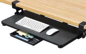 ethu keyboard tray under desk, 26.77" x 11.81" large size keyboard tray with c clamp-on mount easy to install, computer keyboard stand, ergonomic keyboard tray for home and office (black)
