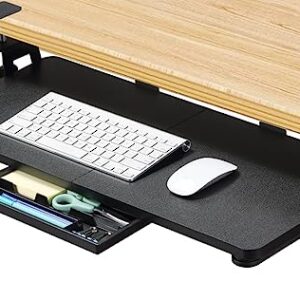 ETHU Keyboard Tray Under Desk, 26.77" X 11.81" Large Size Keyboard Tray with C Clamp-on Mount Easy to Install, Computer Keyboard Stand, Ergonomic Keyboard Tray for Home and Office (Black)