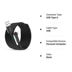 ZYBER Link Cable 16 FT for Meta Quest 2 Quest Pro Pico 4,VR Headset Link Cable for Oculus Quest 2/1 Gaming PC, High Speed USB 3.0 to USB C Cable for PC VR and Steam VR, Black
