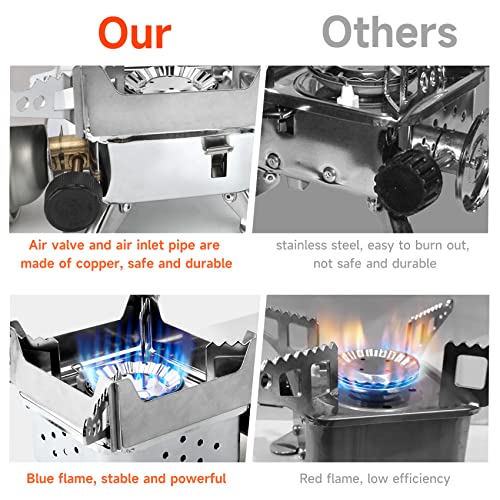 SAN LIKE Portable Backpacking Stove Lightweight Camping Stove with Windproof Sheets, Strong Blue Flame, Pocket Stove Furnace Burner For Backpacking Hiking Picnic BBQ Ice Fishing Survival Emergency