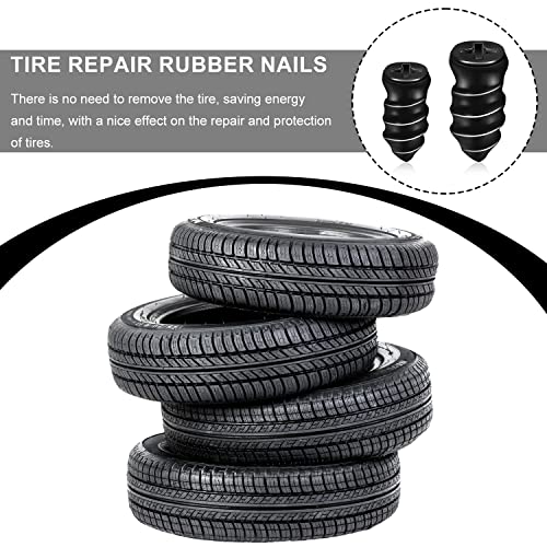 SAVITA 70pcs Tire Repair Rubber Nail, Auto Motorcycle Vacuum Tire Repair Nail Car Tire Repair Nails with a Screwdriver for Car Truck Tractor Tire Puncture Repair (0.21x0.48in; 0.27x0.59in)