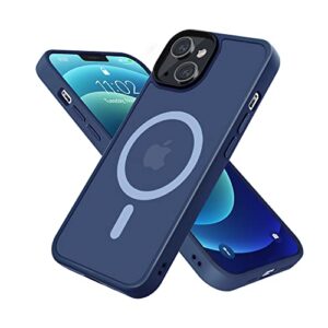 ptz worlds - case compatible with iphone 14 plus 6.7”, translucent dark blue, anti fingerprint, anti scratch, non slip, ultra slim & sleek, shockproof, military grade protection