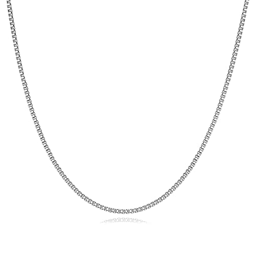 Hadoken 925 Sterling Silver Clasp Box Chain, 2mm Silver Chain for Men Women Silver Necklace Chain 16-30 Inches (20)