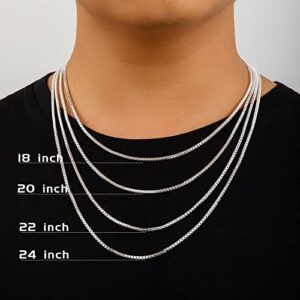 Hadoken 925 Sterling Silver Clasp Box Chain, 2mm Silver Chain for Men Women Silver Necklace Chain 16-30 Inches (20)