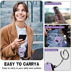 [5in1 Set] Case for Airpods Pro 2nd Generation with Secure Lock, Carbon Fiber PC+TPU Full Body Protective Air Pods Pro 2 Case Cover for Women with Fashion Candy Keychain (Purple)