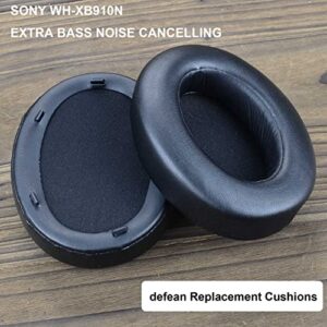 WH XB910N Earpads Cushions Replacement Compatible with Sony WH-XB910 XB910N Extra Bass Noise Cancelling Headphones,(NO fit WH-H910N Model) Ear Pads with Softer Protein Leather (Black)