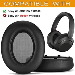 WH XB910N Earpads Cushions Replacement Compatible with Sony WH-XB910 XB910N Extra Bass Noise Cancelling Headphones,(NO fit WH-H910N Model) Ear Pads with Softer Protein Leather (Black)