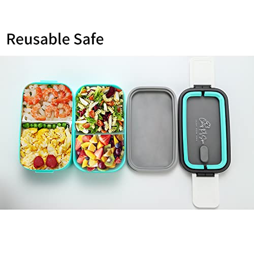 PVSpro JUST FOR YOU Bento Box Set with Insulated Tote, Mug & Cutlery Set, Stackable Bento Box for Lunch, Bento Kit Lunch Box with Handle, Large Bento Lunchbox Container, Japanese Bento (Cyan)