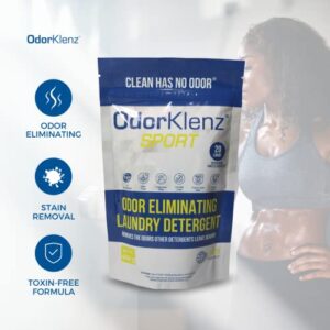 OdorKlenz Sports Laundry Detergent, Powder, Stain Removal, Remove Sweat Odors, Non-toxic, Unscented