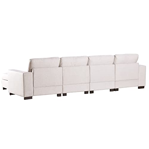 Voohek Sectional Sofa Upholstered Lounge Couch, for Living Room, Apartment, Beige