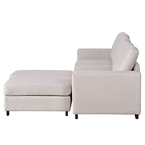 Voohek Sectional Sofa Upholstered Lounge Couch, for Living Room, Apartment, Beige