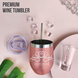 50th Birthday Gifts For Women - 1973 Wine Tumbler & Shot Glass Funny Bday Present Ideas Cheers To 50 Year Old Her, Wife, Daughter, Sister, Girlfriend, Anniversary From Mom, Dad, Husband Decorations