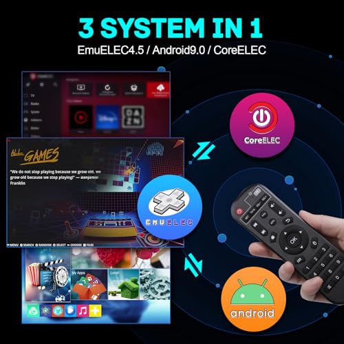 Retro Game Console Super Console x2 Pro Built-in 100000+ Games, 4K TV/AV Output Emulator Console, Video Game Console Support 60+ Emulators S905X2, EmuELEC 4.5/Android 9.0/CoreE 3 System in One(256G)