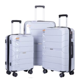 tripcomp luggage sets hardshell travel durable suitcase sets with spinner wheels tsa lock, carry-on,luggage 3piece set (20inch/24inch/28inch) (silver)