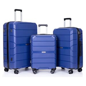 tripcomp luggage sets hardshell travel durable suitcase sets with spinner wheels tsa lock, carry-on,luggage 3piece set (20inch/24inch/28inch) (blue)