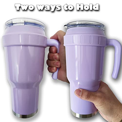 BAYINTNAL Enlarged 40oz Tumbler with Handle & Clear Slide Lid Sweat Proof Keep Cold Up to 12 Hours Vacuum Insulated Stainless Steel Travel Coffee Mug Dishwasher Safe, BPA Free (40 oz, Violet)