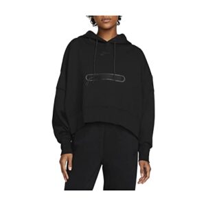 nike sportswear tech fleece women's over-oversized crop pullover hoodie (as1, alpha, m, regular, regular, black/black)