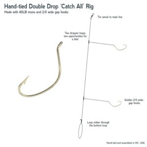 3 Pack 'Catch All' Double Drop Surf Fishing Rigs 40LB Mono - Surf/Pier/Beach Fishing