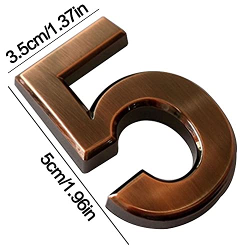 WEISHA 1PC Plastic Number Sticker Bronze Digital Adhesive Plating Digital Sticker Door Address Digits Floor Hotel Number Sticker Plate Sign Wall Decor(1)