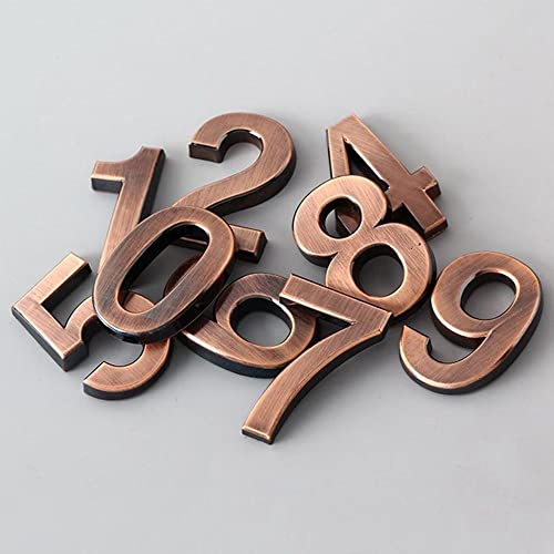 WEISHA 1PC Plastic Number Sticker Bronze Digital Adhesive Plating Digital Sticker Door Address Digits Floor Hotel Number Sticker Plate Sign Wall Decor(1)