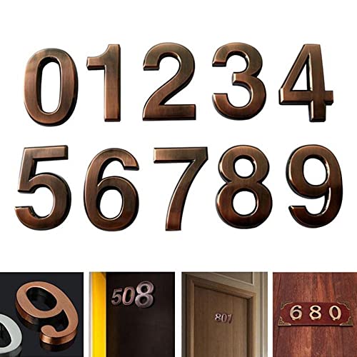 WEISHA 1PC Plastic Number Sticker Bronze Digital Adhesive Plating Digital Sticker Door Address Digits Floor Hotel Number Sticker Plate Sign Wall Decor(1)