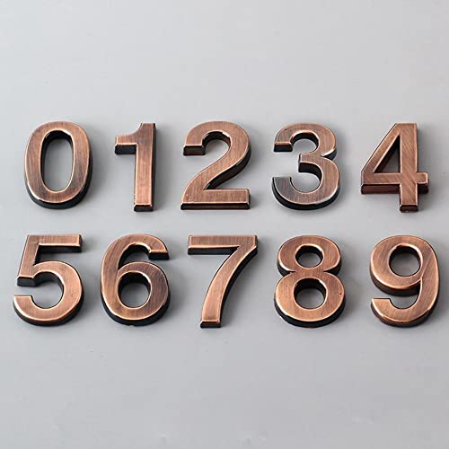 WEISHA 1PC Plastic Number Sticker Bronze Digital Adhesive Plating Digital Sticker Door Address Digits Floor Hotel Number Sticker Plate Sign Wall Decor(1)