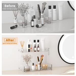 Acliys Bathroom Organizer Countertop 2 Tier Acrylic Makeup Organizer for Perfume, Vanity, Spice Rack, Bathroom Sink, Coffee Station