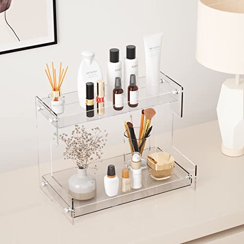 Acliys Bathroom Organizer Countertop 2 Tier Acrylic Makeup Organizer for Perfume, Vanity, Spice Rack, Bathroom Sink, Coffee Station