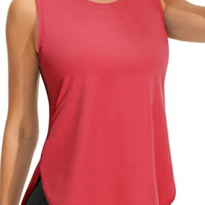 JOYSPELS Athletic High Neck Tank Top for Women - Sleeveless Workout & Yoga Shirt in Red