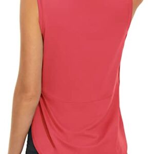 JOYSPELS Athletic High Neck Tank Top for Women - Sleeveless Workout & Yoga Shirt in Red