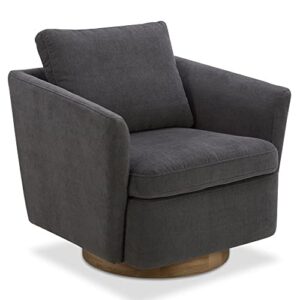 watson & whitely modern swivel accent chairs for living room/bedroom, small club arm chairs for small spaces, fabric in dark grey