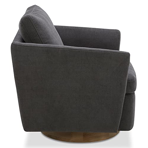 Watson & Whitely Modern Swivel Accent Chairs for Living Room/Bedroom, Small Club Arm Chairs for Small Spaces, Fabric in Dark Grey