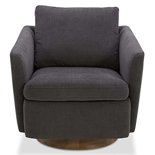 Watson & Whitely Modern Swivel Accent Chairs for Living Room/Bedroom, Small Club Arm Chairs for Small Spaces, Fabric in Dark Grey