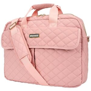 bonioka 15.6 inch laptop bag, briefcase with padded shoulder strap for women computer bag laptop case for work school office travel bussiness pink