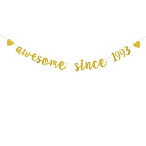 xiaoluoly gold glitter garlands awesome since 1993 banner for 30th birthday party decorations supplies,pre-strung, glitter gold paper garlands photo props bunting sign,awesome since 1993