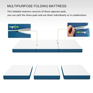 BedStory Twin Folding Mattress with Carry Bag, Portable Mattress for Camping, Traveling, Multifunction Tri Folding Floor Mattress with Cover, 4 Inch