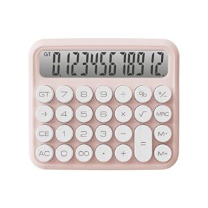 locock standard function desktop calculator, 12-digit large lcd display and big round buttons for office, school, home,business use (pink)