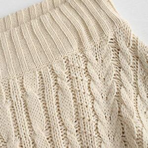 ZAFUL Women Off Shoulder Cable Knit Crop Tops Sweater Long Sleeve Cropped Pullover Sweaters Batwing Jumper