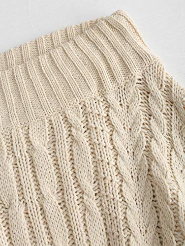 ZAFUL Women Off Shoulder Cable Knit Crop Tops Sweater Long Sleeve Cropped Pullover Sweaters Batwing Jumper