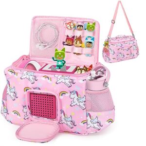 carrying case compatible with tonies kids audio player starter set and tonies figures characters, carrying box for boy girl, for audio player (pink)
